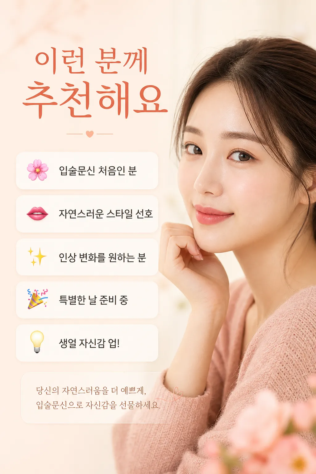입술문신 추천 대상과 관련 아이콘 이미지